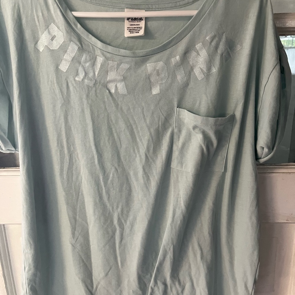 PINK Victoria's Secret Light Blue Short Sleeve Tee